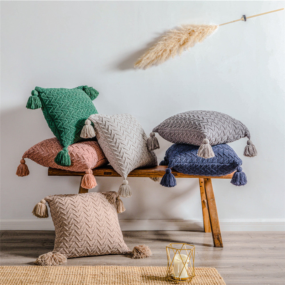 Chenille knitted pillowcase