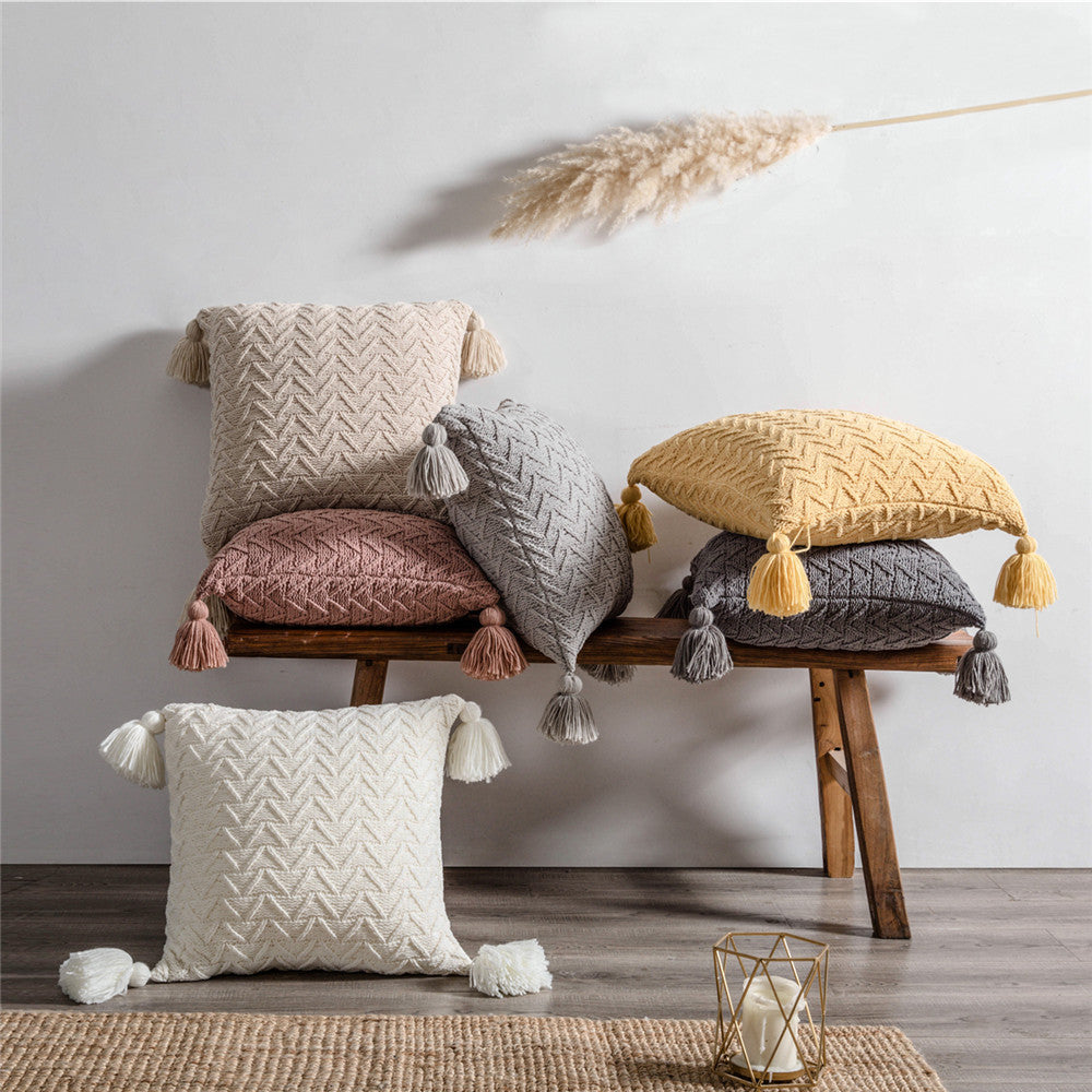 Chenille knitted pillowcase